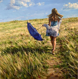 Girl With The Blue Umbrella - Print