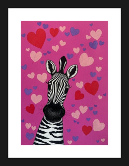 Pink Zebra II - Black Framed