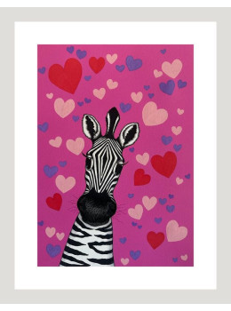 Pink Zebra II - White Framed