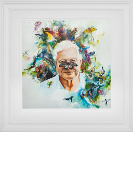 Sir David Attenborough - White Framed