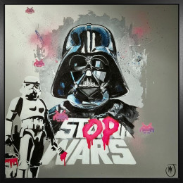 Stop Wars - Original - Black Framed - Framed Box Canvas