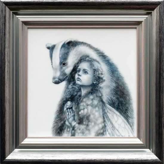 The Badger Faerie - Silver-Blue Framed