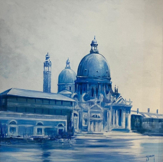 Venetian Blue - Original - White Framed