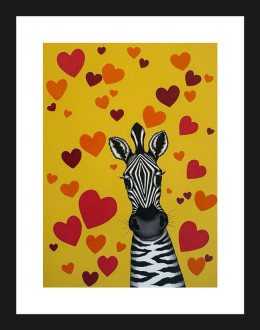 Yellow Zebra II - Black Framed - Print