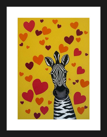 Yellow Zebra II - Black Framed