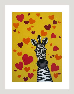 Yellow Zebra II - White Framed - Print