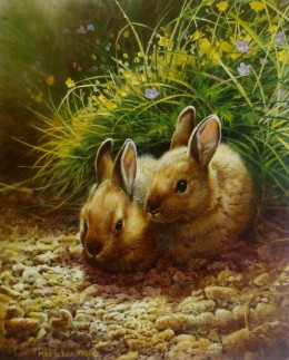 Young Rabbits - Mounted