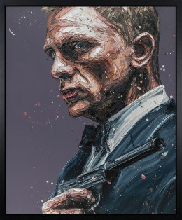 007 Daniel Craig - Canvas - Artist Proof Black Framed - Framed Box Canvas