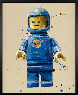 Blue Lego Spaceman - Canvas - Black Framed - Framed Box Canvas