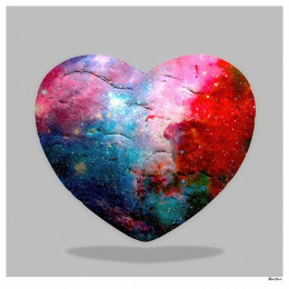 Cosmic Heart - Small Size - Grey Background - Mounted