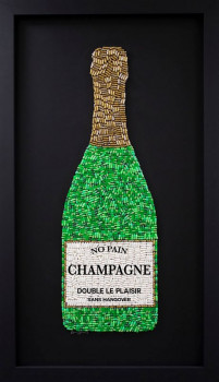 No Pain Champagne (Green) - Deluxe Size - Black Background - Black Framed