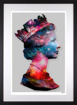 Space Queen - Small Size - Grey Background - Black Framed