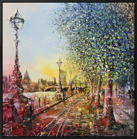 Sunrise Over London - Deluxe Canvas - Original - Framed